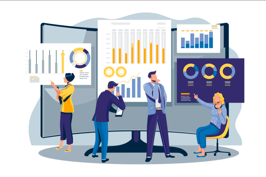 Marketing team analyzing customer data and campaign metrics to build a data-driven strategy focused on targeting, personalization, and ROI improvement.